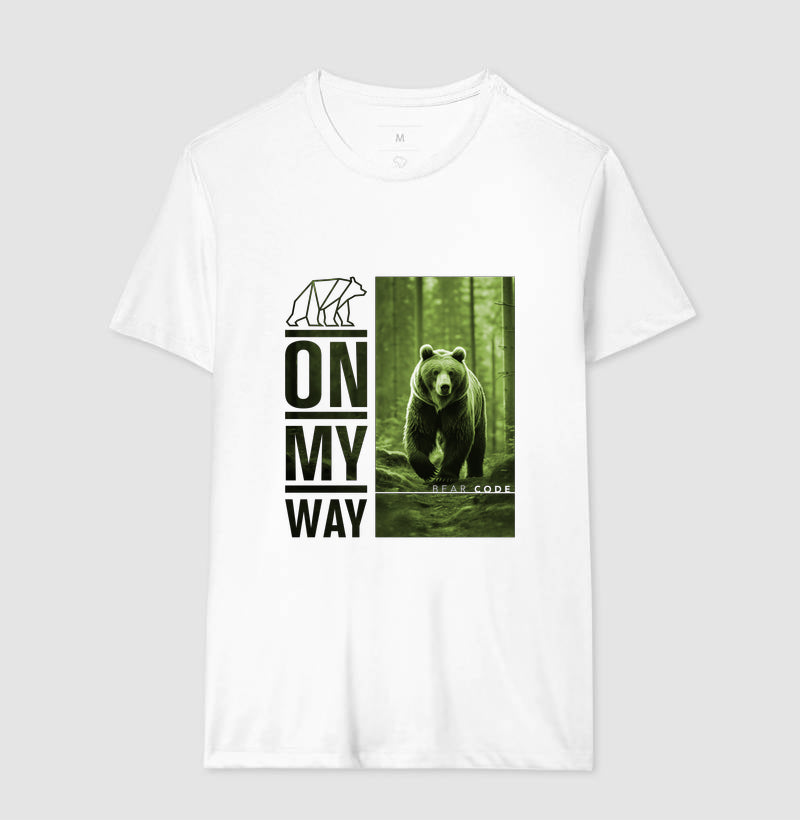 Camiseta Bear Code - On My Way - Estampa Verde Floresta