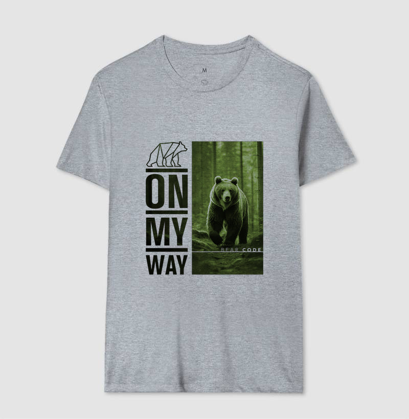 Camiseta Bear Code - On My Way - Estampa Verde Floresta