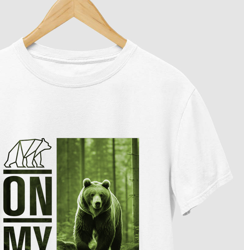 Camiseta Bear Code - On My Way - Estampa Verde Floresta